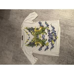 NWOT Vintage Roberto Cavalli Women's White Graphic Floral T-Shirt sz 42/M